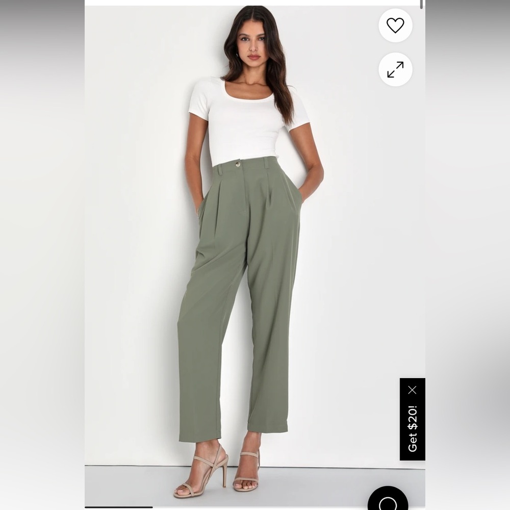 Lulu's Olive Green High-Waisted Trousers